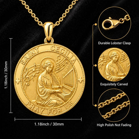 Patron Saint Medal Gold Plated Catholic Pendant Christian Religious Necklace Amulet Jewelry