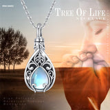 S925 Sterling Silver Teardrop Ashes Necklace for Human Tree of life Ashes Keepsake Memorial Jewelry Gifts