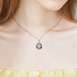 Sterling Silver Circle Crystal Tree of Life Urn Necklace for Ashes