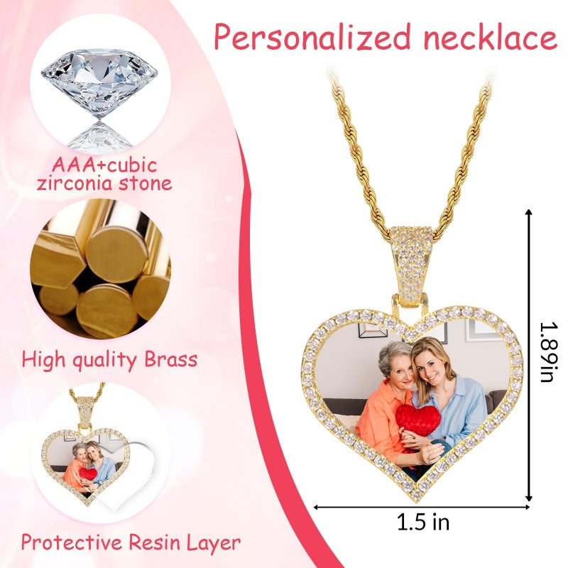 14K Gold Plated Personalized Photo Pendant Necklace Personalized Gift