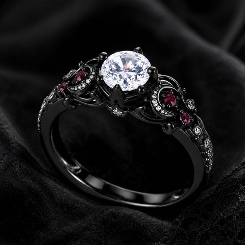 Sterling Silver 10K 14K 18K Gold Custom Engraved Moissanite Engagement Wedding Ring