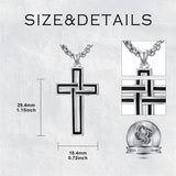 Sterling Silver Cross Christian Pendant Necklace for Men