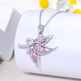 Sterling Silver Butterfly Glove Fight Sunflower Pink Ribbon Pink Breast Cancer Awareness Pendant Necklace