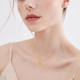 14K Yellow Gold 5A Cubic Zirconia Owl Pendant Necklace