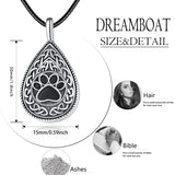Pet Dog Celtic Urn Necklace Cremation Jewelry for Ashes Sterling Silver Paw Print Necklace Memorial Jewelry