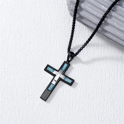 Sterling Silver Cross Christian Pendant Necklace for Men