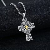 14K Gold Plated Celtic Vikin Cross Pendant Necklace Irish Jewelry Religious Protective Gift