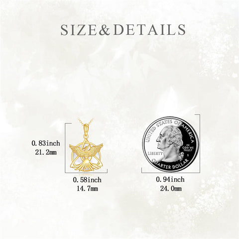 10K 14K 18K Yellow Gold  Phoenix Pendant Necklace for Women