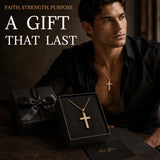 14K Gold Plated Cubic Zircon Cross Pendant Necklace for Men Birthdays Anniversary Christmas Father's Day Gift