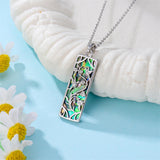 Sterling Silver Abalone Shell Bar Cardinal Bee Butterfly Hummingbird Dragonfly Phoenix Pendant Necklace for Women
