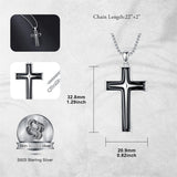 Sterling Silver Cross Christian Pendant Necklace for Men