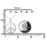 Sterling Silver Peace Sign Pendant Necklace