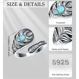 Sterling Silver Turquoise Vintage Adjustable Sunflower Dragonfly Butterfly Feather Tree of Life Spoon Ring