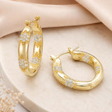 14K Gold Plated Cubic Zircon Hoop Earrings