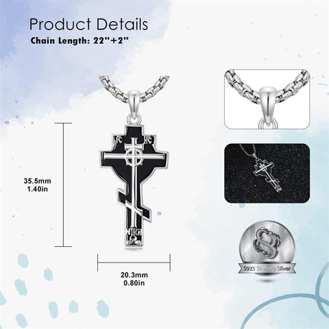 Sterling Silver Cross Christian Pendant Necklace