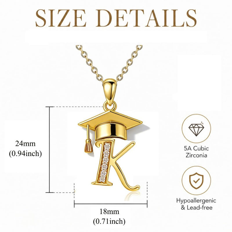 Initial  Graduation 14K Gold Plated Inspiring Grad Pendant Necklace Graduations Jewelry Gifts