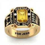 Sterling Silver 10K 14K 18K Gold Custom  Birthstone Engraved Class Ring for Men