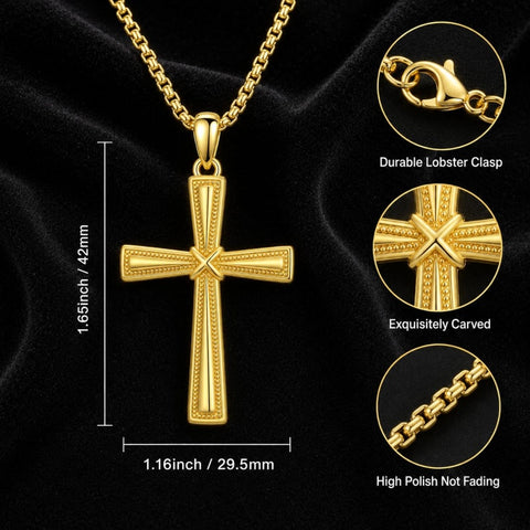 Cross Pendant Necklace  14K Gold Plated Christian Faith Jewelry