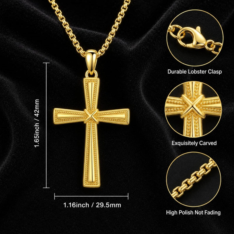 Cross Pendant Necklace  14K Gold Plated Christian Faith Jewelry
