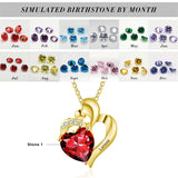 10K 14K 18K Gold Personalized Birthstone Heart Pendant Necklace