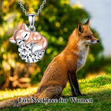 Sterling Silver 12 Month Birthstone Fox Pendant Necklace for Women