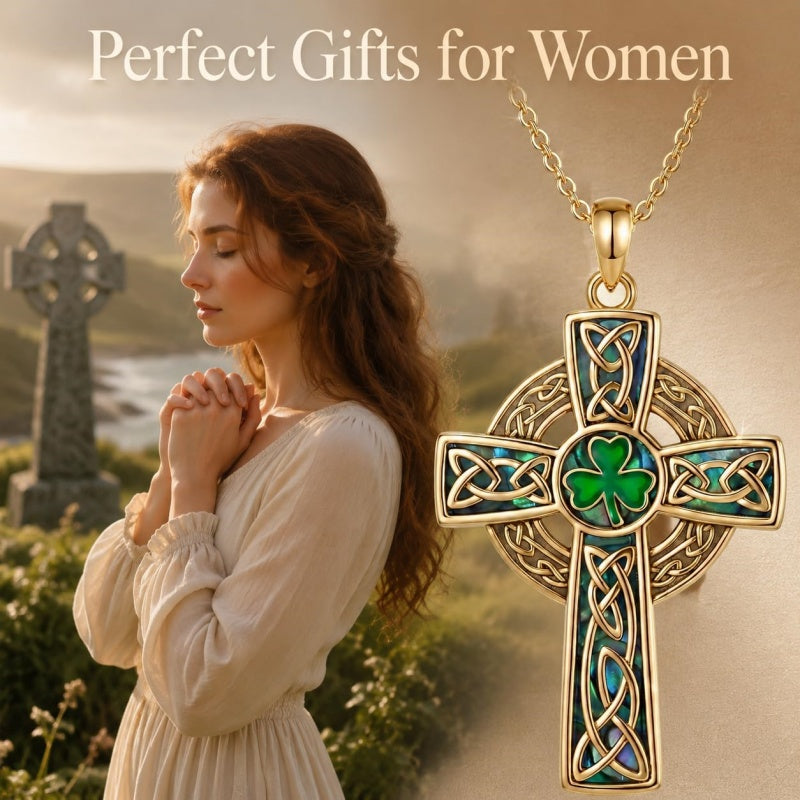 14K Gold Plated Cross Necklace for Women