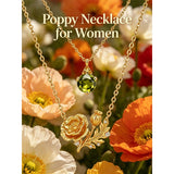 14K Gold Birthstone Birth Flower  Pendant Necklace Birthday Jewelry Gifts for Women