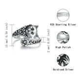 Sterling Silver Cat Adjustable Spoon Ring for Women