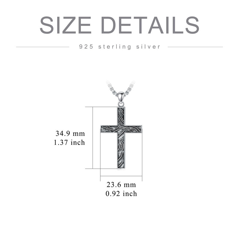 Sterling Silver Cross Religious Necklace for Men