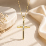 Minimalist Cross Pendant Necklace 14K Gold Plated for Women Faith Jewelry Religious Gifts