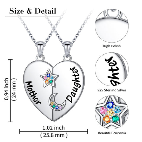 925 Sterling Silver Mother Daughter Necklace Granddaughter Family Heart Pendant Necklace Jewelry Mother's Day Gift