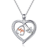 10K 14K 18K Gold Heart Birthstone Personalized Engraved Stethoscope Pendant Necklace