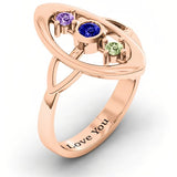 Sterling Silver Personalized Birthstone Engraved Soulful Window Ring