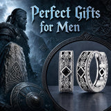 14K Gold Plated  Cubic Zircon Norse Viking Runes Hoop Earrings Viking Jewelry Gift for Men