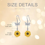 Sterling Silver Sunflower Dangle Earrings for Women