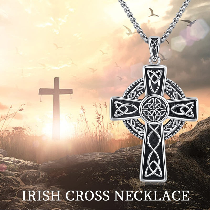 14K Gold Plated Celtic Vikin Cross Pendant Necklace Irish Jewelry Religious Protective Gift