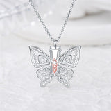 Sterling Silver Butterfly Filigree Urn Necklace for Ashes