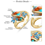 Sterling Silver Turquoise Malachite Engagement Ring for Women Western Jewelry