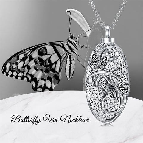 Sterling Silver Butterfly Urn Necklace For Ashes