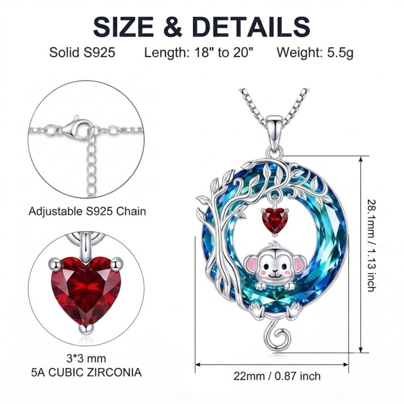 Sterling Silver Blue Crystal  Tree of Life Raccoon Bunny Cat Corgi  Pendant  Necklace  Anniversary Birthday Gifts