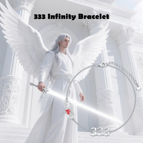 Sterling Silver Infinity Angel Number 111 333 444  777 Bracelet Gifts for Christmas Birthday