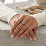 Sterling Silver 10K 14K 18K Gold 1-4CT Moss Agate Engagement Ring Promise Ring