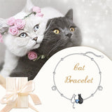 Bracelet for Women Sterling Silver Cat Bracelet Link Chain Bracelets Jewelry Gifts for Girls