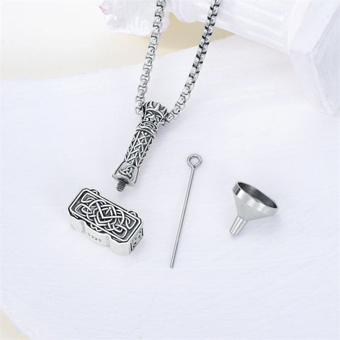 Sterling Silver Thors Hammer Urn Necklace for Ashes