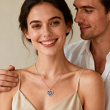 14K Gold Plated LOVE Heart Crystal Blue Pendant Necklace for Women