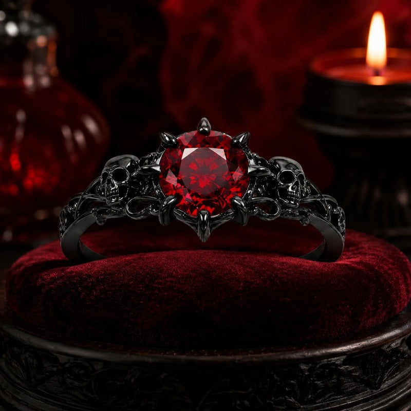Sterling Silver 10K 14K 18K Gold Personalized Gothic Skull Ring Exquisite Spooky Jewelry for Halloween Lovers