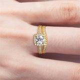 Sterling Silver Main Stone Round Cut 1CT Moissanite Wedding Rings Set Engagement Bridal Rings