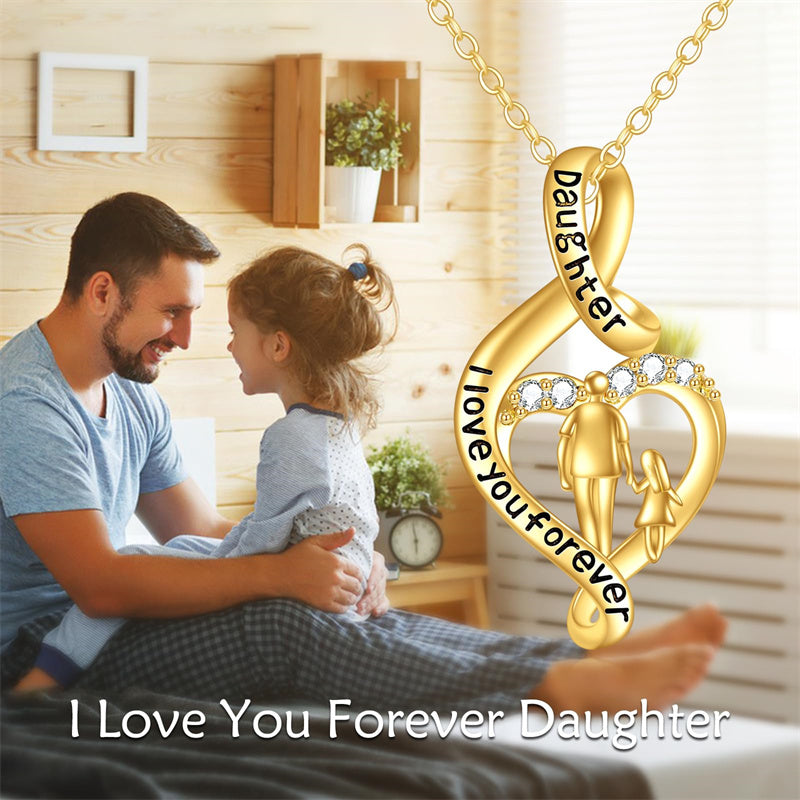 Gold Father Daughter Necklace Heart Pendant romanticwork — free download