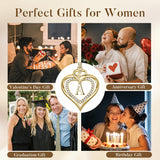 14K Gold Plated Initial Double Heart Pendant Necklace Anniversary Birthday Gifts for Women