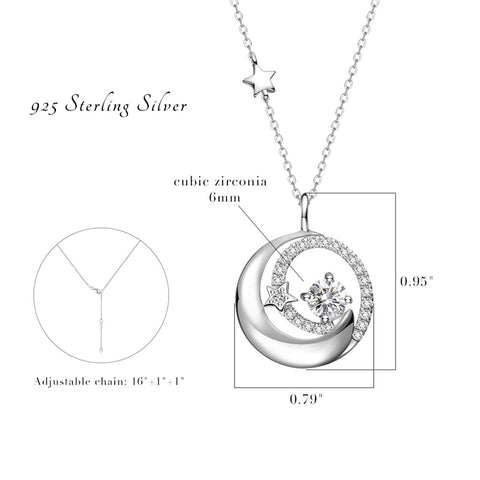 Birthstone Necklaces 925 Sterling Silver Moon and Star Pendant Fine Jewelry Birthday Christmas Gifts for Girls Mom Wife Lady Daughter